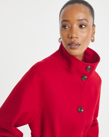 Red Funnel Neck Longline Coat
