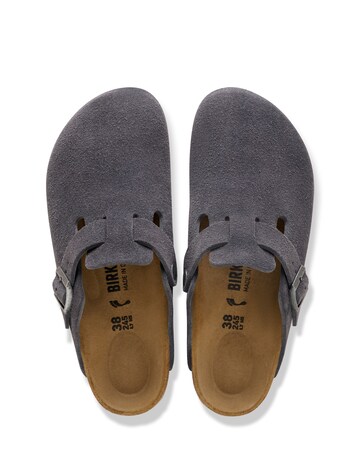 Birkenstock Classic Suede Boston Clogs - Charcoal