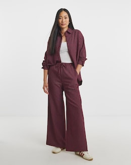 Pinstripe Drawstring Wide Leg Trouser