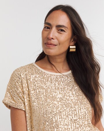 Gold Sequin Longline Top