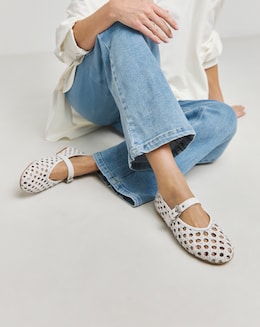 Anthology Valerian Leather Woven Mary Jane Ballerinas - Wide Fit (E)