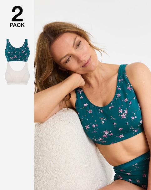 Slimma (2 Pack) Cotton Comfort Tops Floral Print
