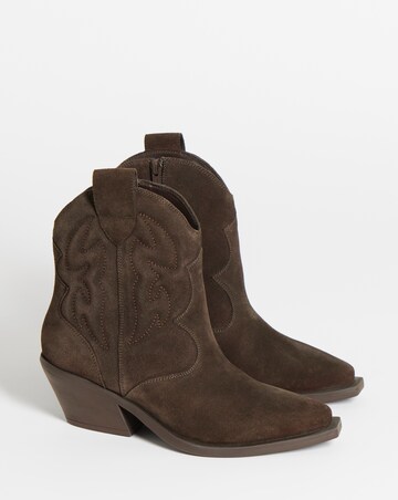 Angelique Embroidered Leather Ankle Western Boots - Extra Wide Fit (EEE)