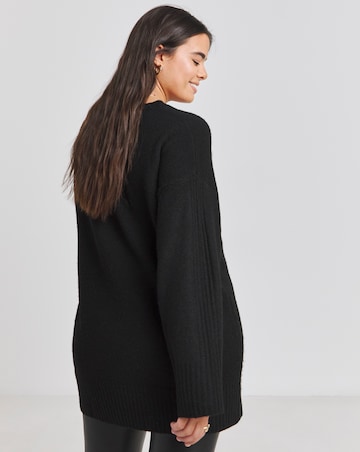Simply Be Black Slouchy V Neck Longline Jumper