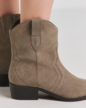 Myra Classic Suede Western Ankle Boot - Extra Wide Fit (EEE)