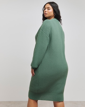 Green Cardigan Knitted Dress