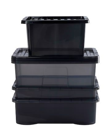 Wham Multisize Crystal Box & Lids Smoke Grey 4Pk