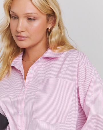 Mixed Stripe Oversized Poplin Shirt