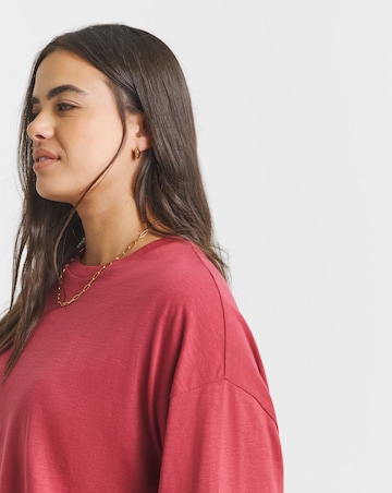 Dusty Red Pure Cotton Slub Crew Neck T-Shirt
