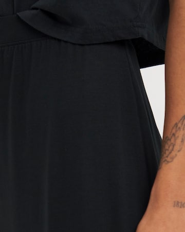 Black Side Split Jersey Maxi Skirt