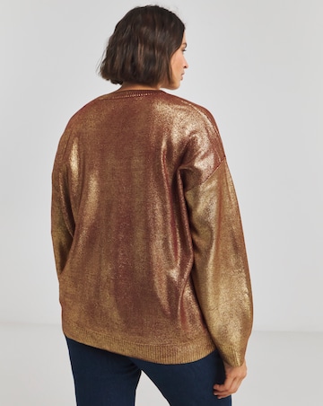 Simply Be X Twisted Wunder Gold Metallic Foil Jumper