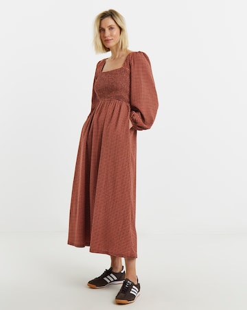 Textured Jersey Shirred Dress
