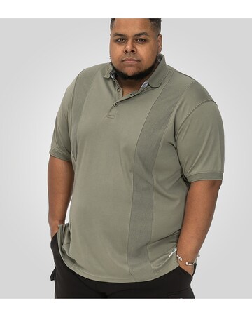 D555 Big And Tall Chippendham Jacquard Knitted Front Panel S/S Polo - Khaki