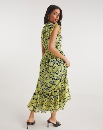 Sleeveless V-Neck Maxi Dress With Frills