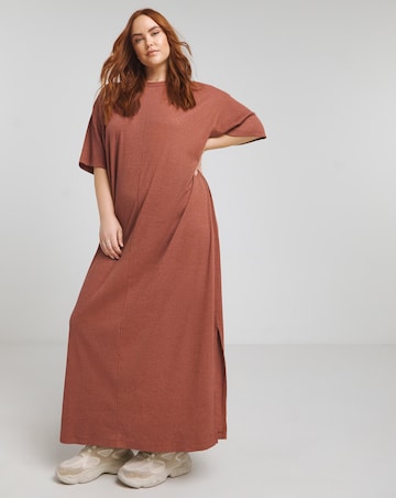 Simply Be Terracotta Soft Ribbed Maxi T-Shirt Dress