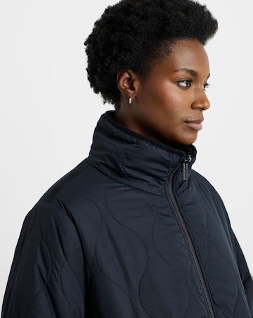 Dark Navy Reversible Borg Quilted Coat