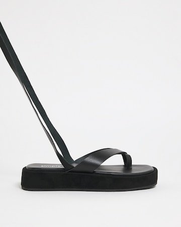 Faye Toe Post Ankle Tie Flatform Sandals - Wide Fit (E)