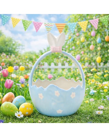 Blue Basket with Bunny Ears