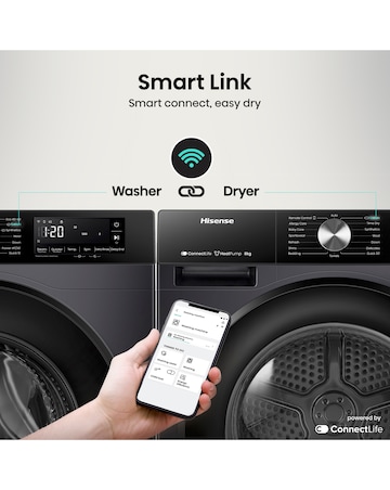 Hisense 3S Series DH3S802BB3 WiFi-enabled 8kg Heat Pump Tumble Dryer - Black