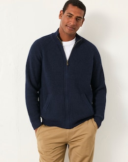 FatFace Harwick Zip Through Jumper (Regular &amp; Tall) - Navy