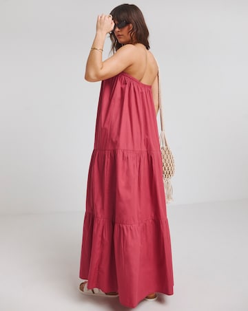 Native Youth Red Bandeau Tiered Maxi Dress
