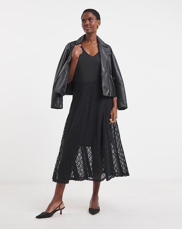 Black Lace Godet Skirt