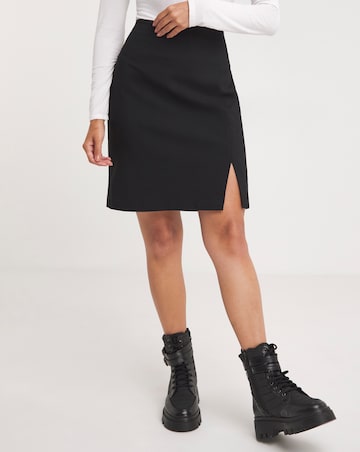 Bengaline Super Stretch Side Split Mini Skirt