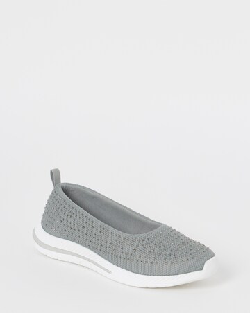 Cushion Walk Grey Sparkle Knit Ballet Flats - Wide Fit (E)