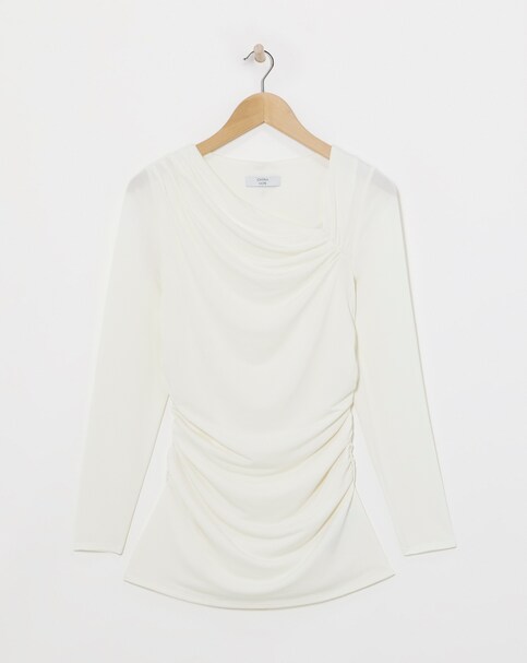 Joanna Hope Aysmmetrical Top With Brooch