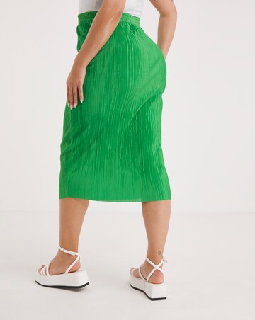 Green Plisse Midi Tube Skirt