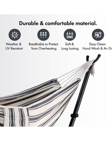 VonHaus Ibiza 2 Person Cotton Hammock with Steel Stand