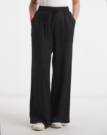 Linen Mix Wide Leg Trousers