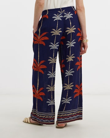 Viscose Crinkle Pull On Wide Leg Trouser