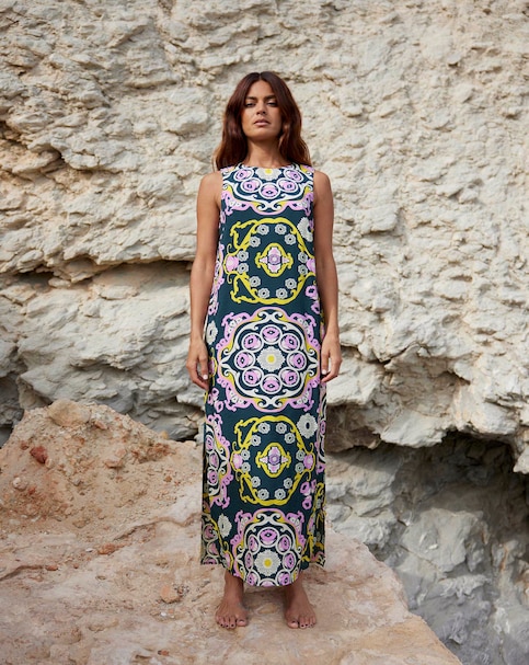 Ro&Zo Geo Print Tie Belt Dress