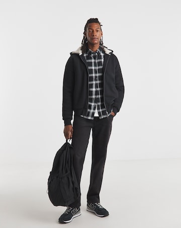 Borg Lined Full Zip Relaxed Hoodie