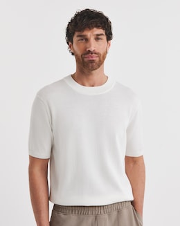 Folio Off White Knitted Crew Neck T-Shirt