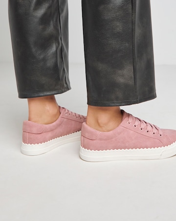 Janey Scalloped Edge Lace Up Trainer - Wide Fit (E)