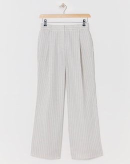 Pinstripe Linen Wide Leg Trousers