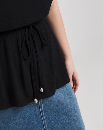 Simply Be Black Crinkle Bandeau Shell Tie Top