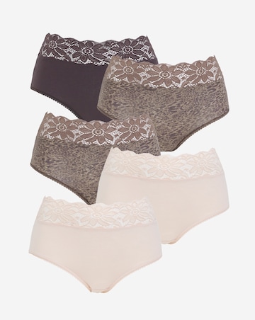 Pretty Secrets (5 Pack) Lace Top Full Fit Knickers