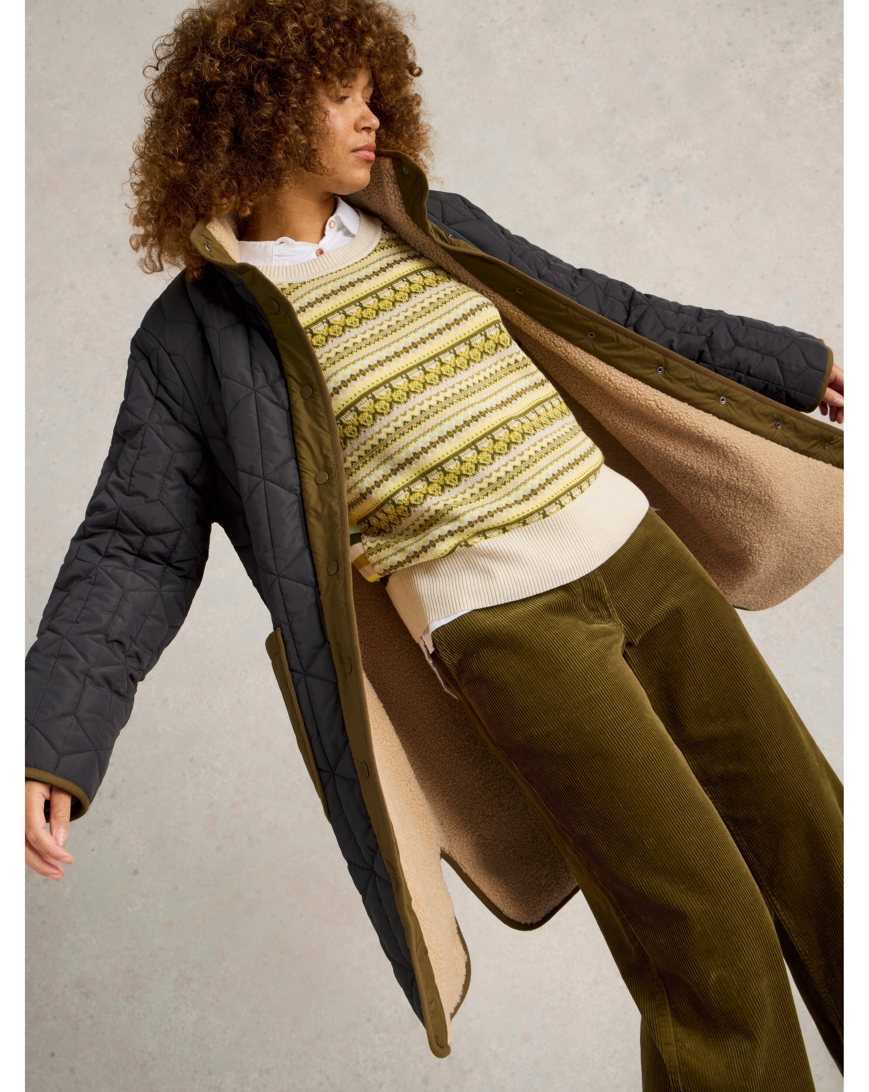 White Stuff Carmel Borg Lined Quilted Coat | Ambrose Wilson