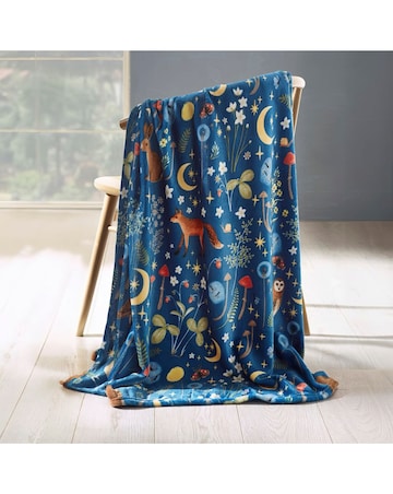 Catherine Lansfield Enchanted Twilight Fleece Throw - Navy