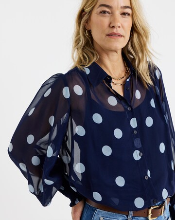 Printed Georgette Volume Sleeve Shirt