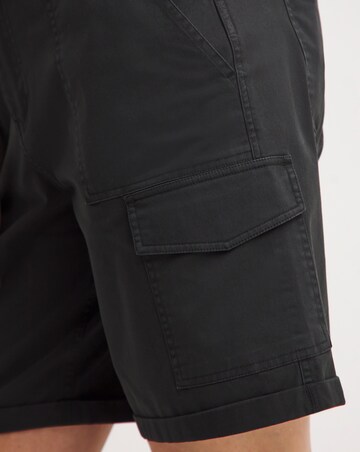 Black Stretch Cotton Cargo Shorts