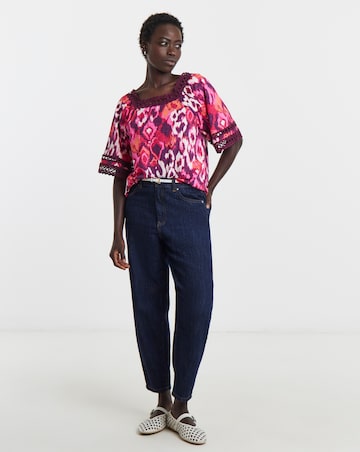 Square Neck Broderie Sleeve Top