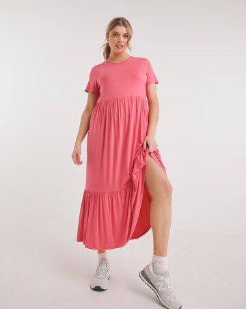 Coral Jersey Maxi Dress