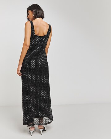 Black/Silver Mesh Maxi Dress
