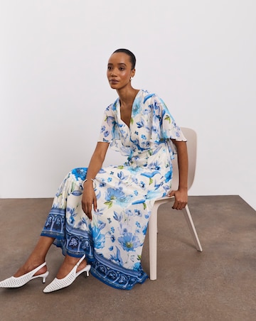 Joanna Hope Cape Sleeve Printed Tea Dress