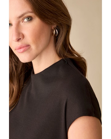 Ro&Zo Black Rib Jersey Ruched Waist Midi Dress