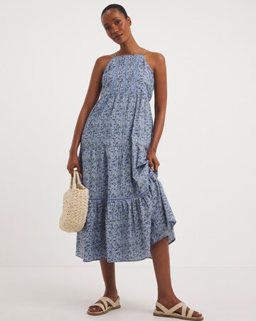 Anise Floral Print Ladder Trim Maxi Dress